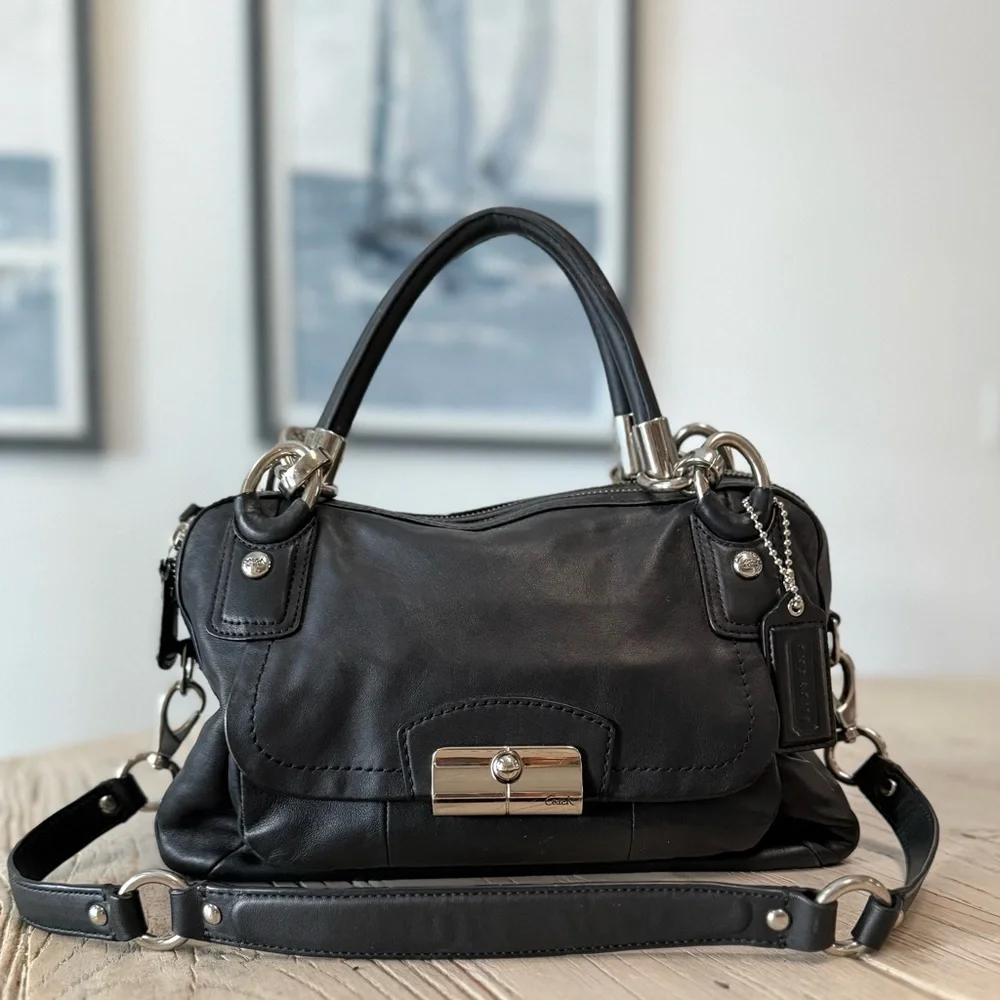 COACH Kristen Black Leather Satchel bag 22304